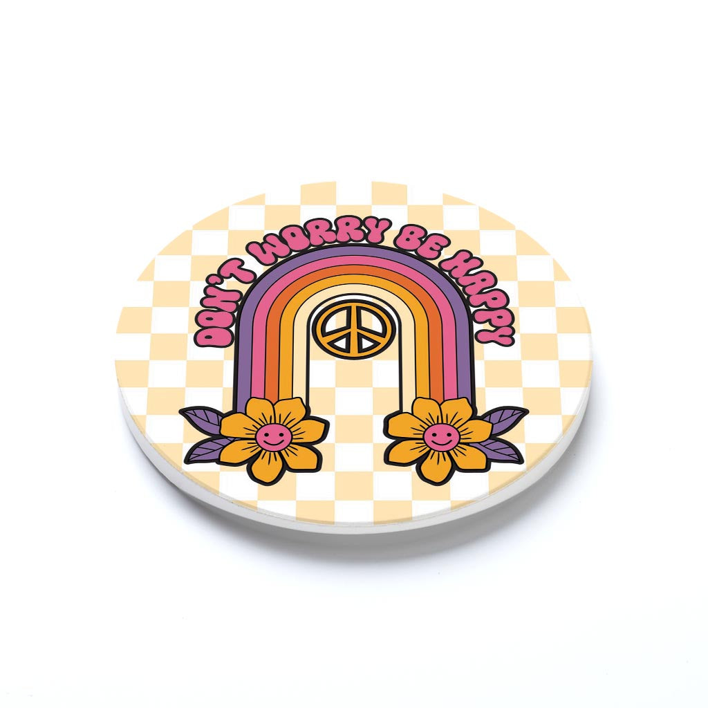 Car Coaster-Bright Retro Don't Worry -1