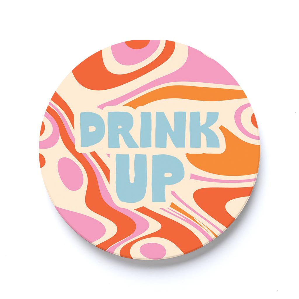 Car Coaster-Bright Retro Drink Up -0