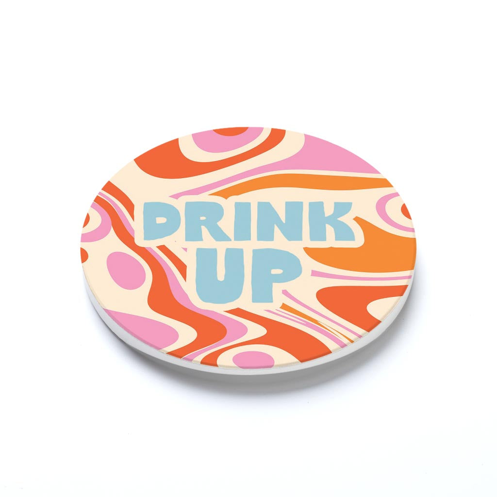 Car Coaster-Bright Retro Drink Up -1