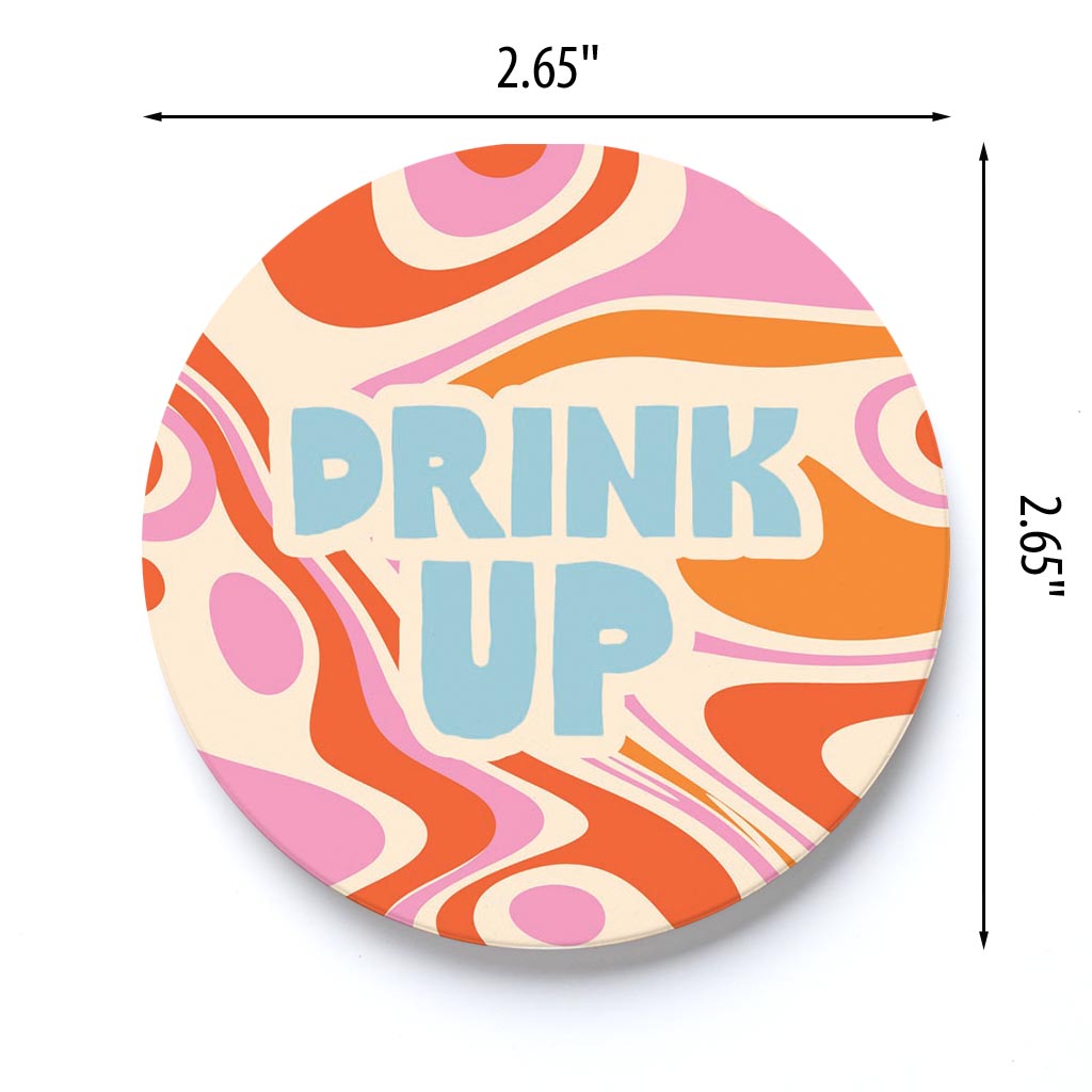 Car Coaster-Bright Retro Drink Up -3