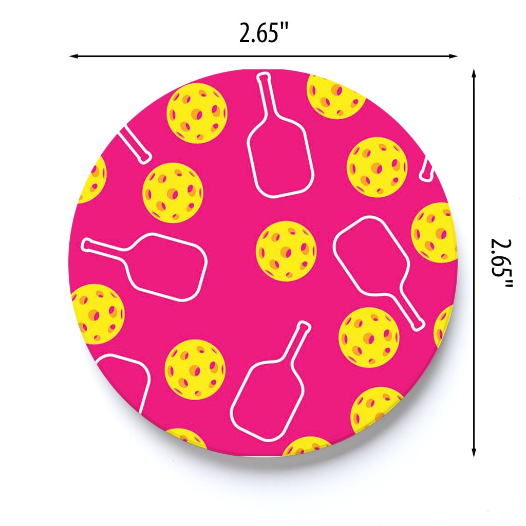 Car Coaster-Pink Pickleball Pattern -3