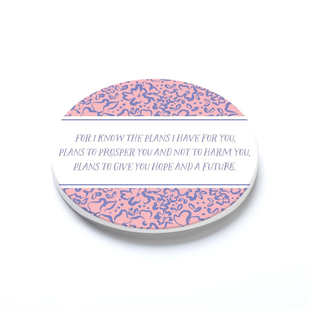 Car Coaster-For I Know The Plans I Have Pink Pattern -1