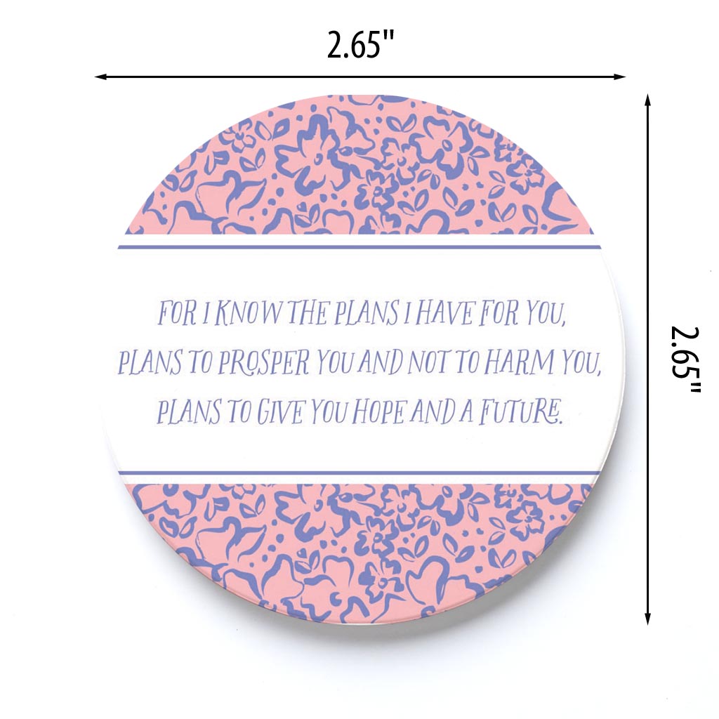 Car Coaster-For I Know The Plans I Have Pink Pattern -3