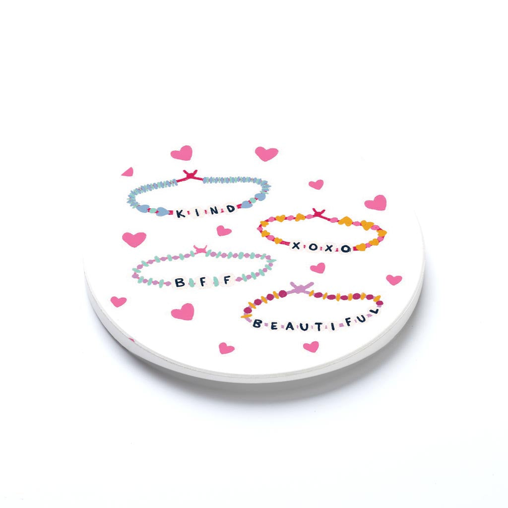 Car Coaster-Friendship Bracelet Hearts -1