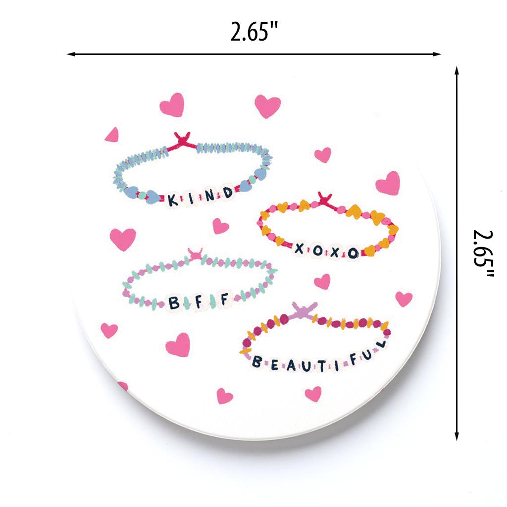 Car Coaster-Friendship Bracelet Hearts -3