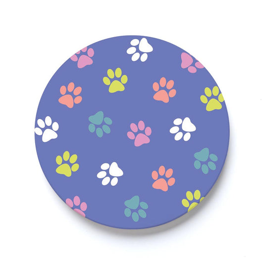 Car Coaster-Paw Pattern on Purple -0