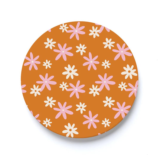 Car Coaster-Spring Daisy Floral Pattern