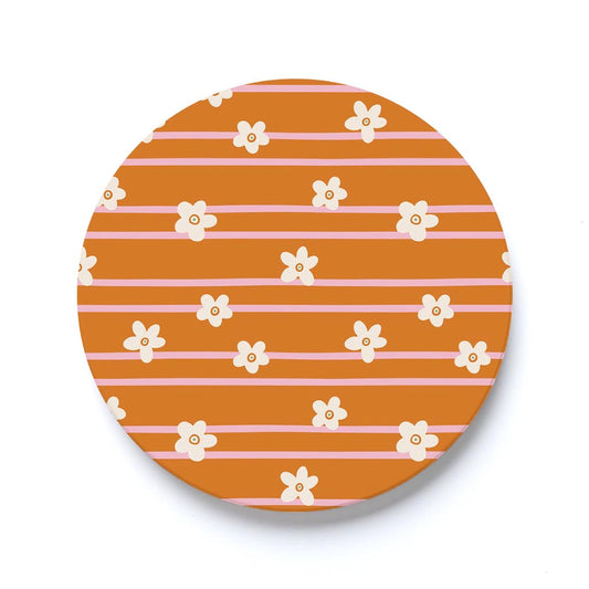 Car Coaster-Spring Striped Floral Pattern