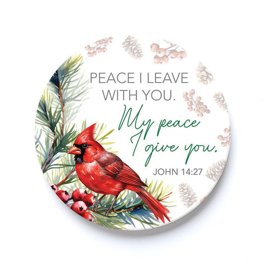 Car Coaster-Cardinal Christmas Peace I Give You -0