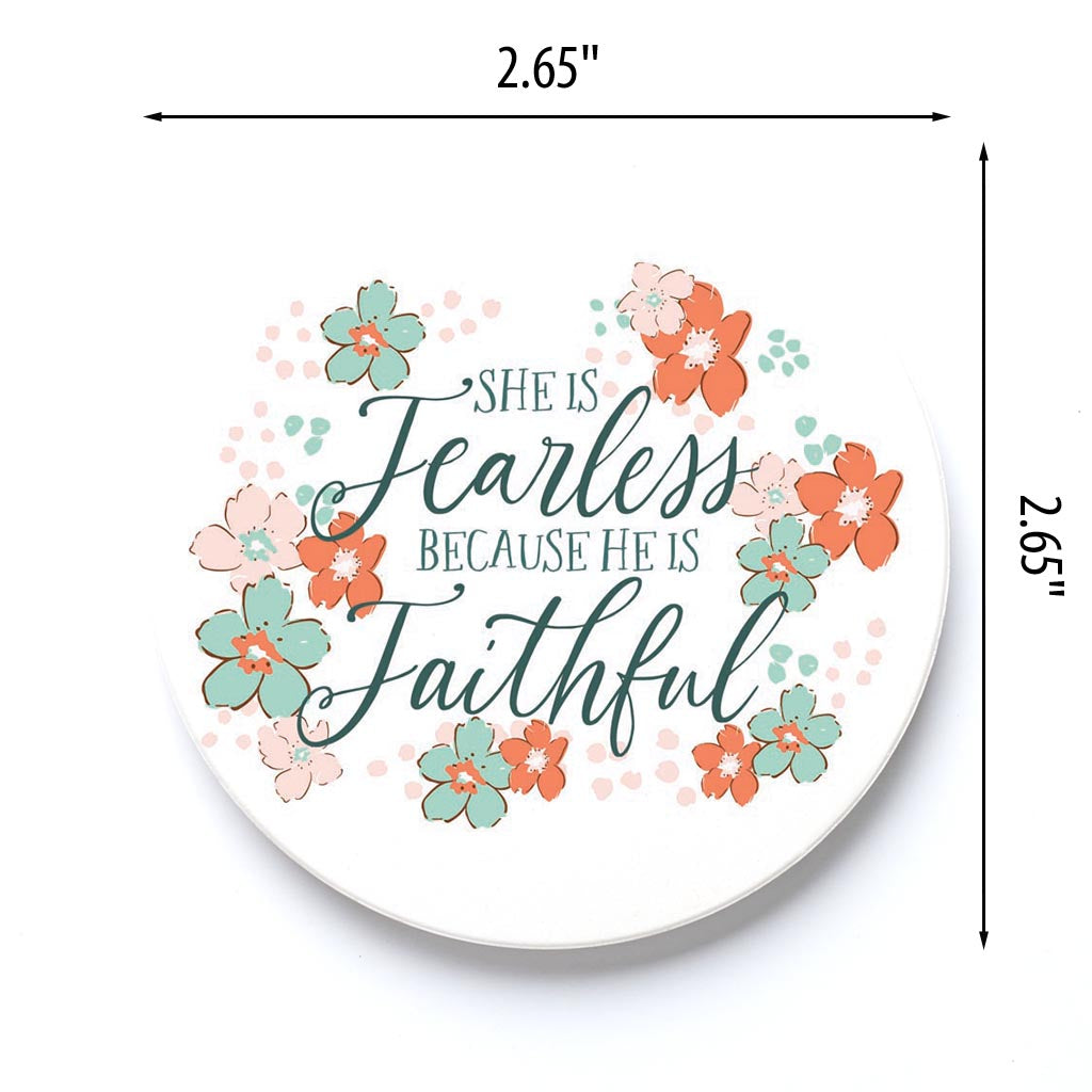 Car Coaster-She Is Fearless Because He Is Faithful -3