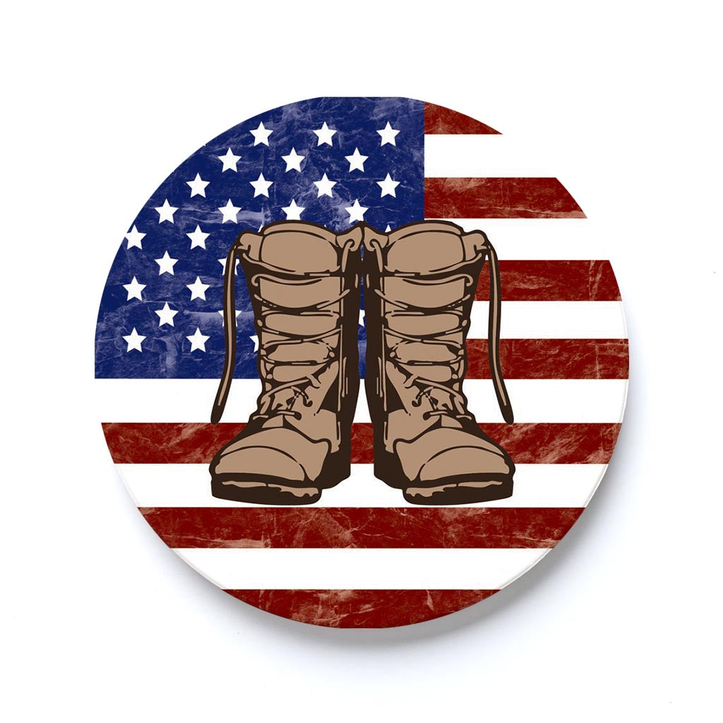 Car Coaster-Military Flag & Boots -0