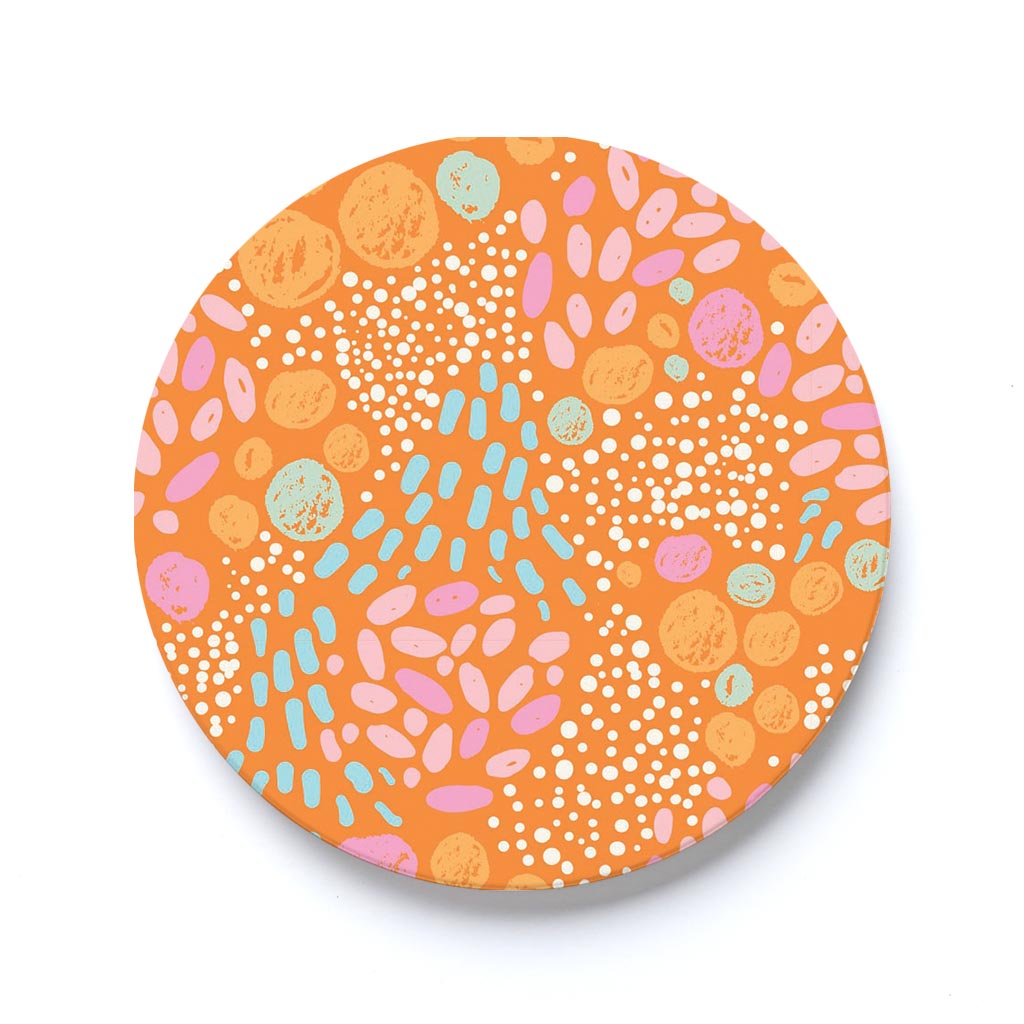 Car Coaster-Bright Whimsical Orange Pattern -0