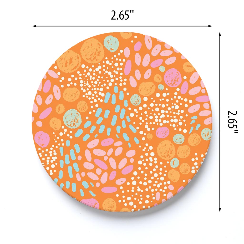 Car Coaster-Bright Whimsical Orange Pattern -3