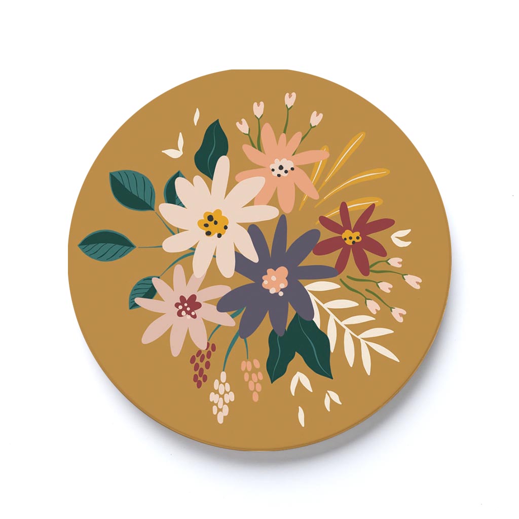 Car Coaster-Vintage Florals Yellow -0