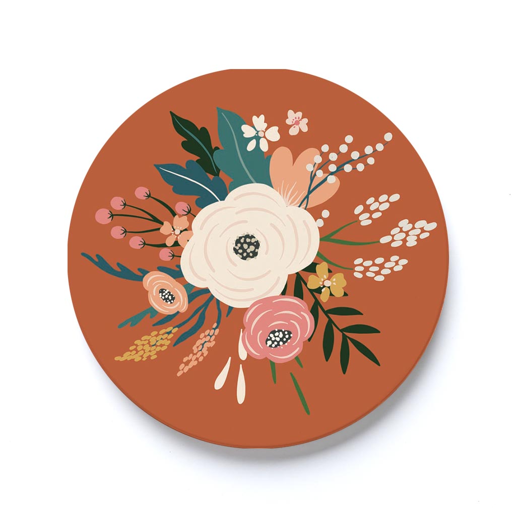 Car Coaster-Vintage Florals Maroon -0