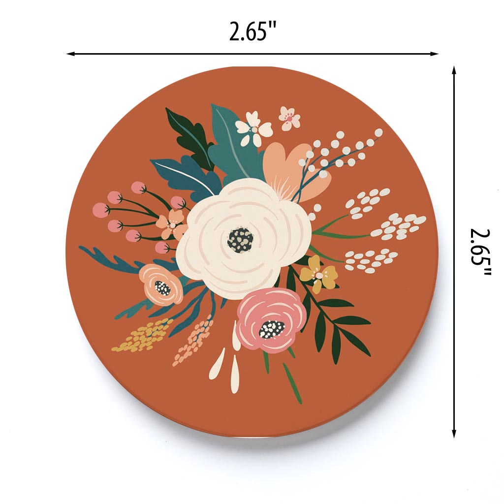 Car Coaster-Vintage Florals Maroon -3