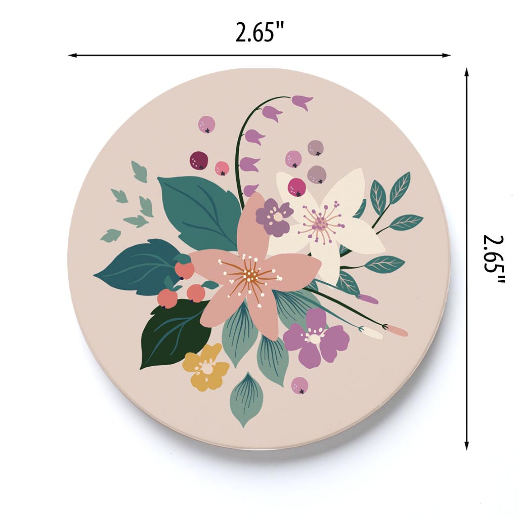 Car Coaster-Vintage Florals Tan -3