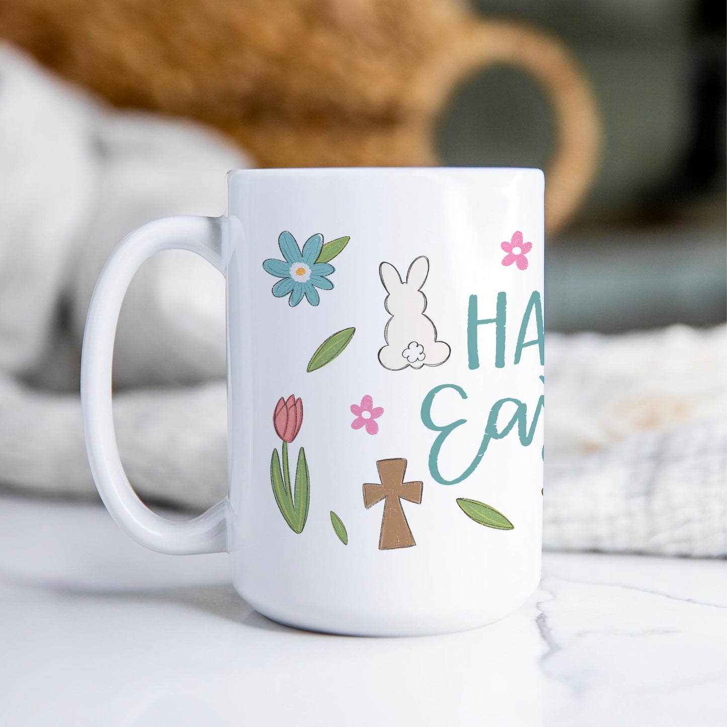 15oz Coffee Mug White-Happy Easter