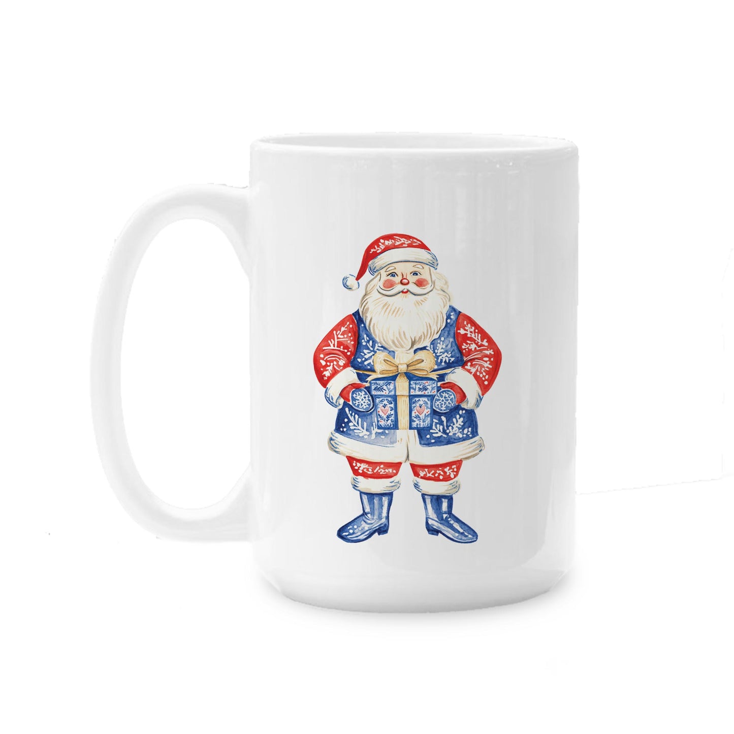 15oz Coffee Mug White-Blue Noel - A Grand Millennial Christmas -0