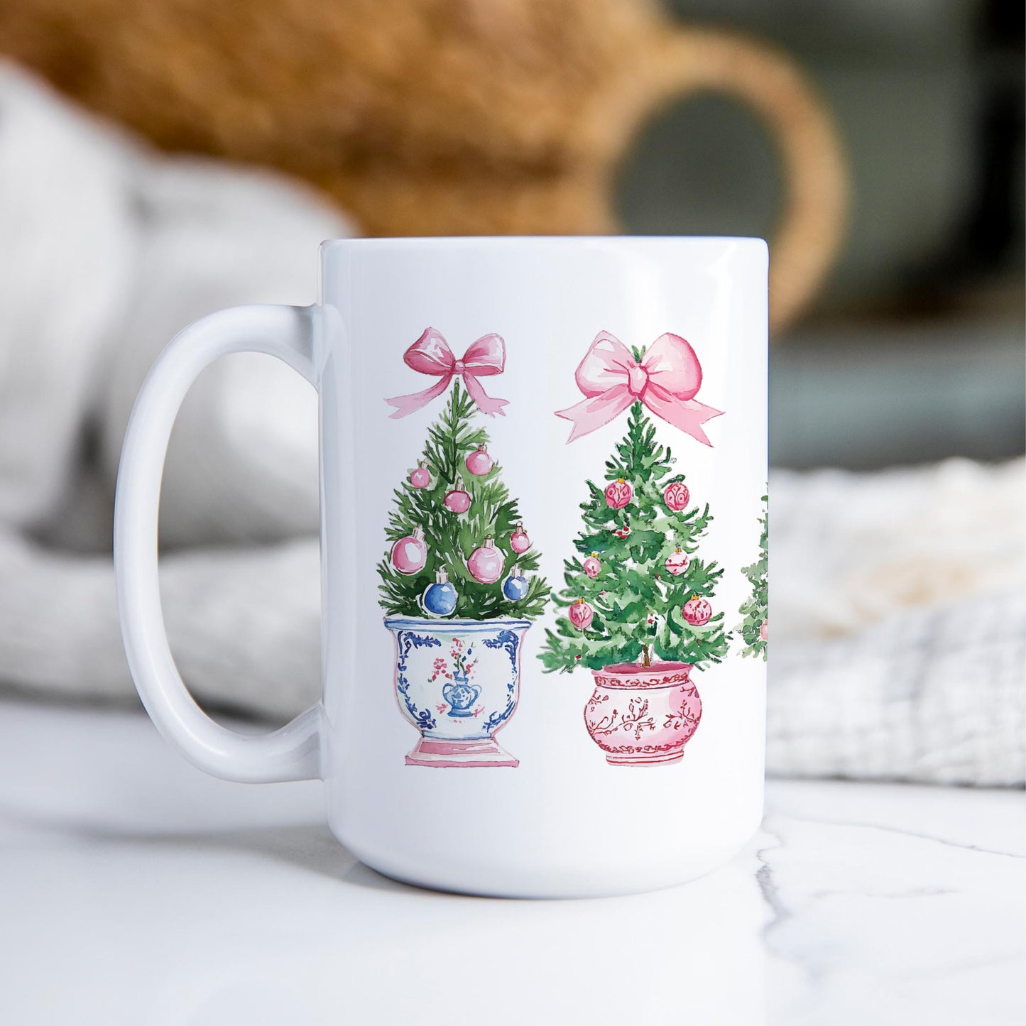 15oz Coffee Mug White-Blush & Baubles - A Grand Millennial Christmas -2