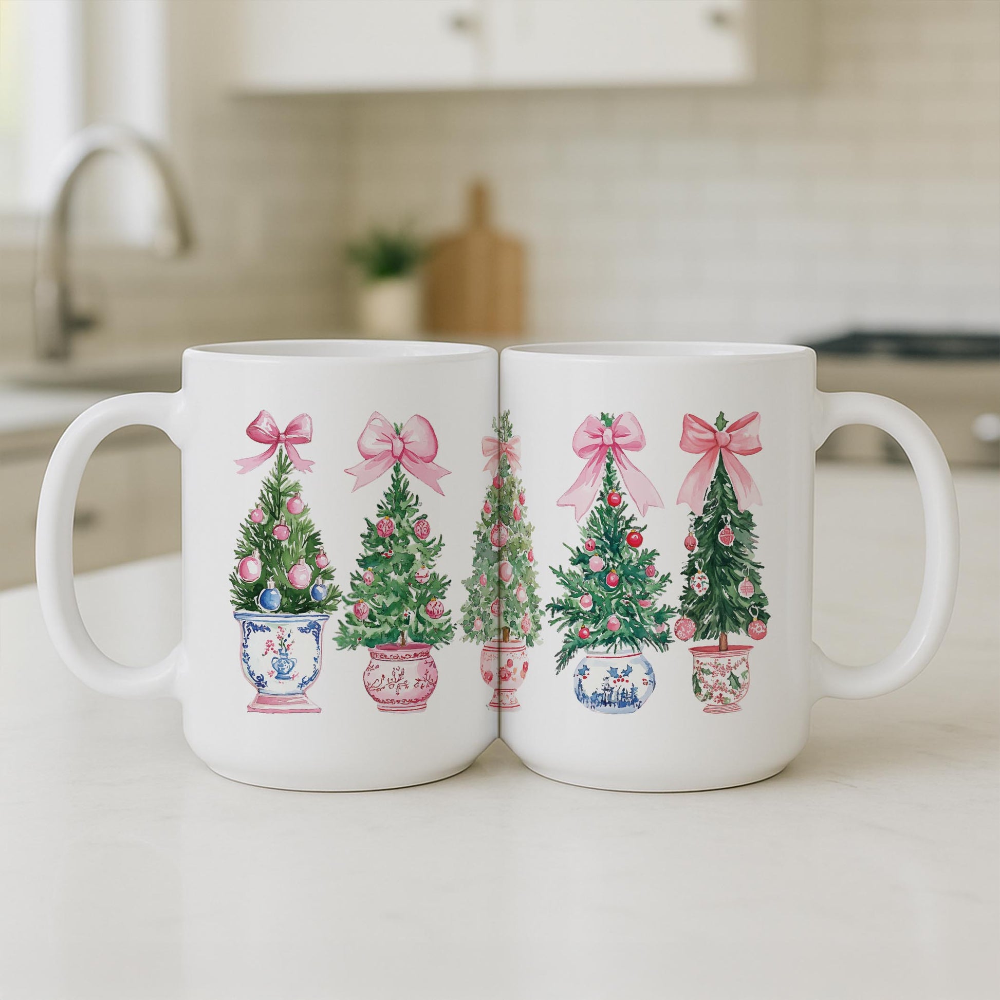 15oz Coffee Mug White-Blush & Baubles - A Grand Millennial Christmas -3