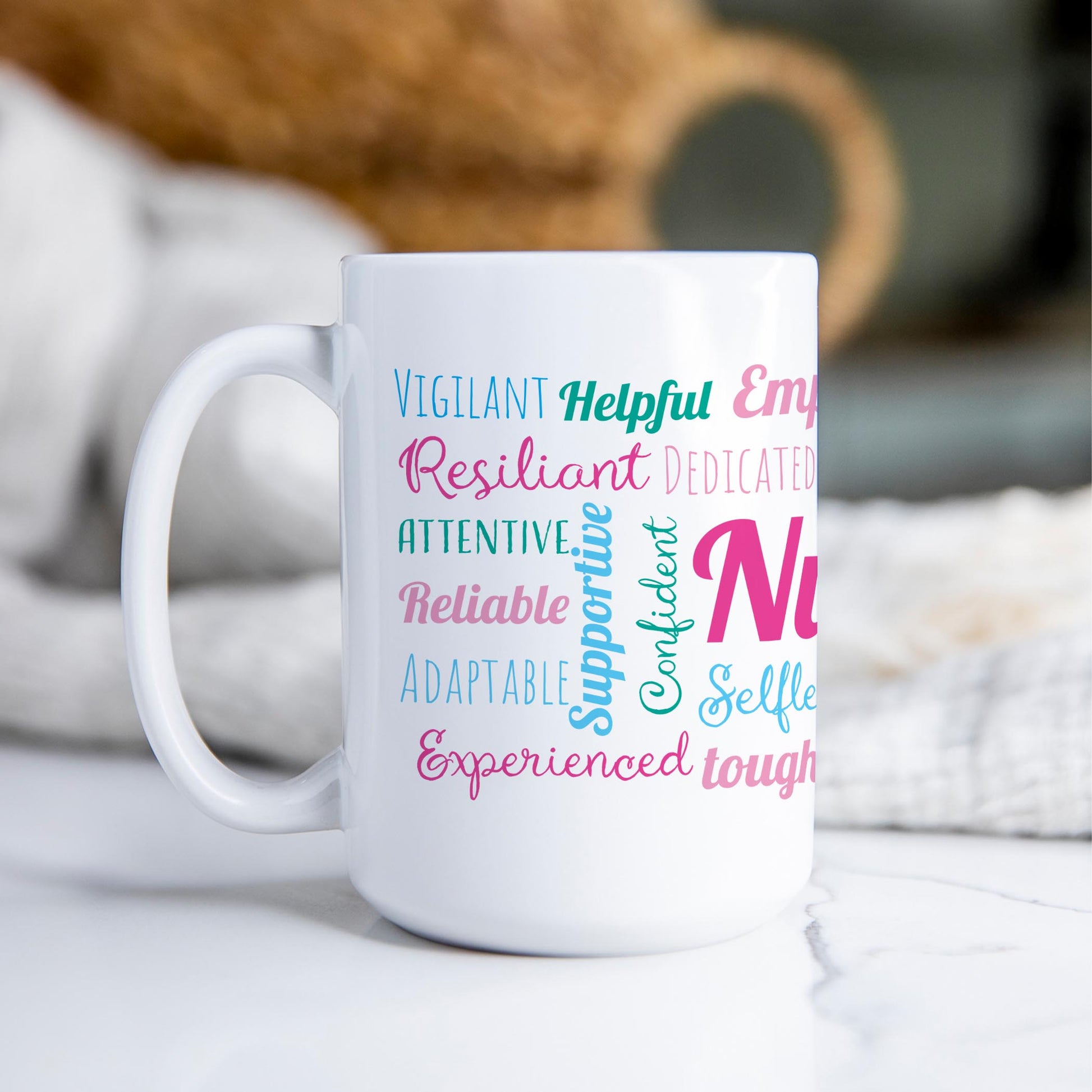 15oz Coffee Mug White-Bright Nurse Words -2