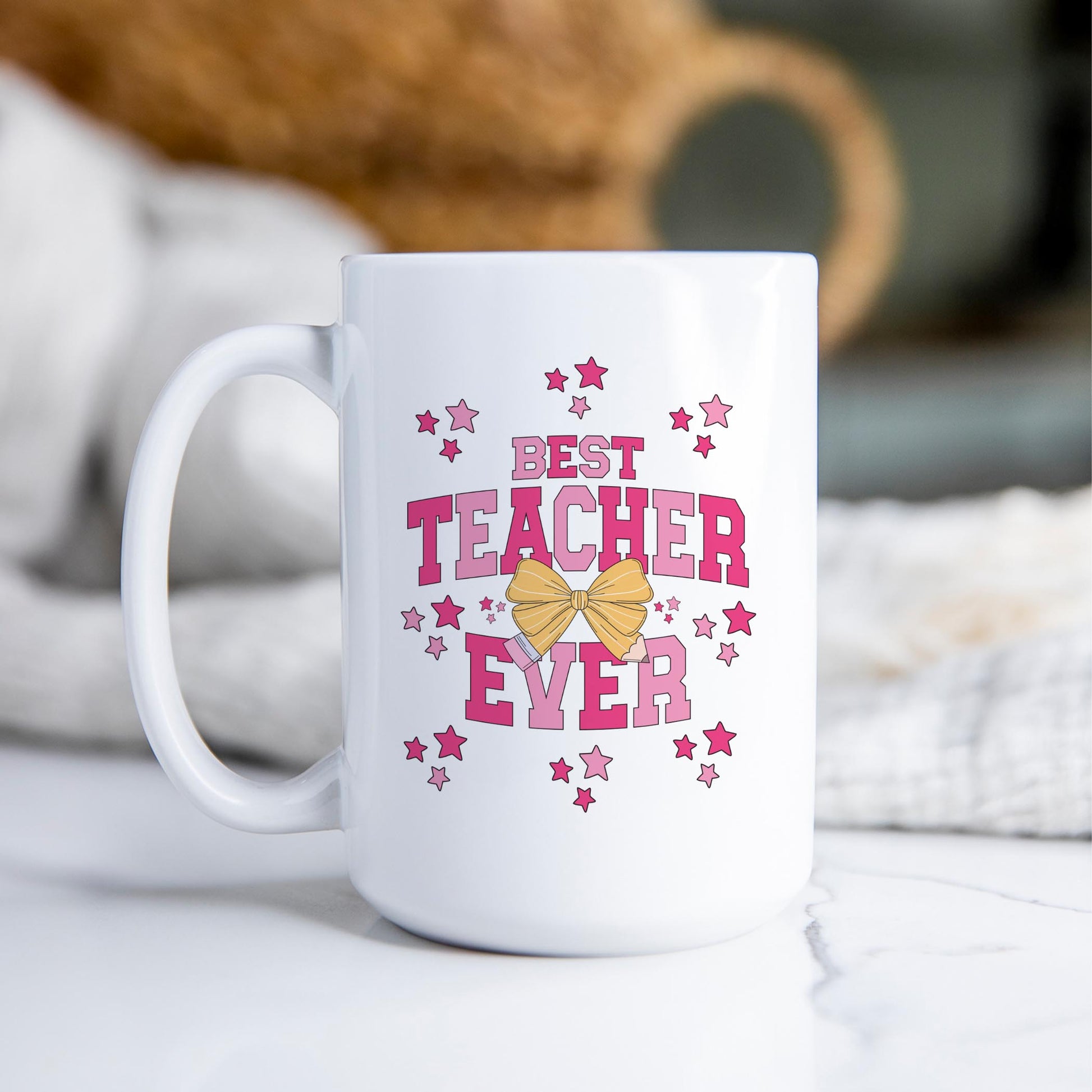 15oz Coffee Mug White-Classroom Coquette Best Teacher Ever -2