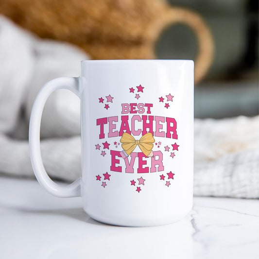 15oz Coffee Mug White-Classroom Coquette Best Teacher Ever -2