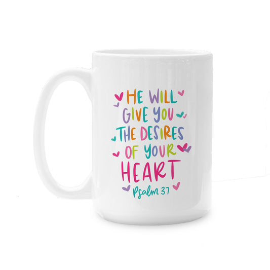 15oz Coffee Mug White-Psalm 37 The Desires of Your Heart -0