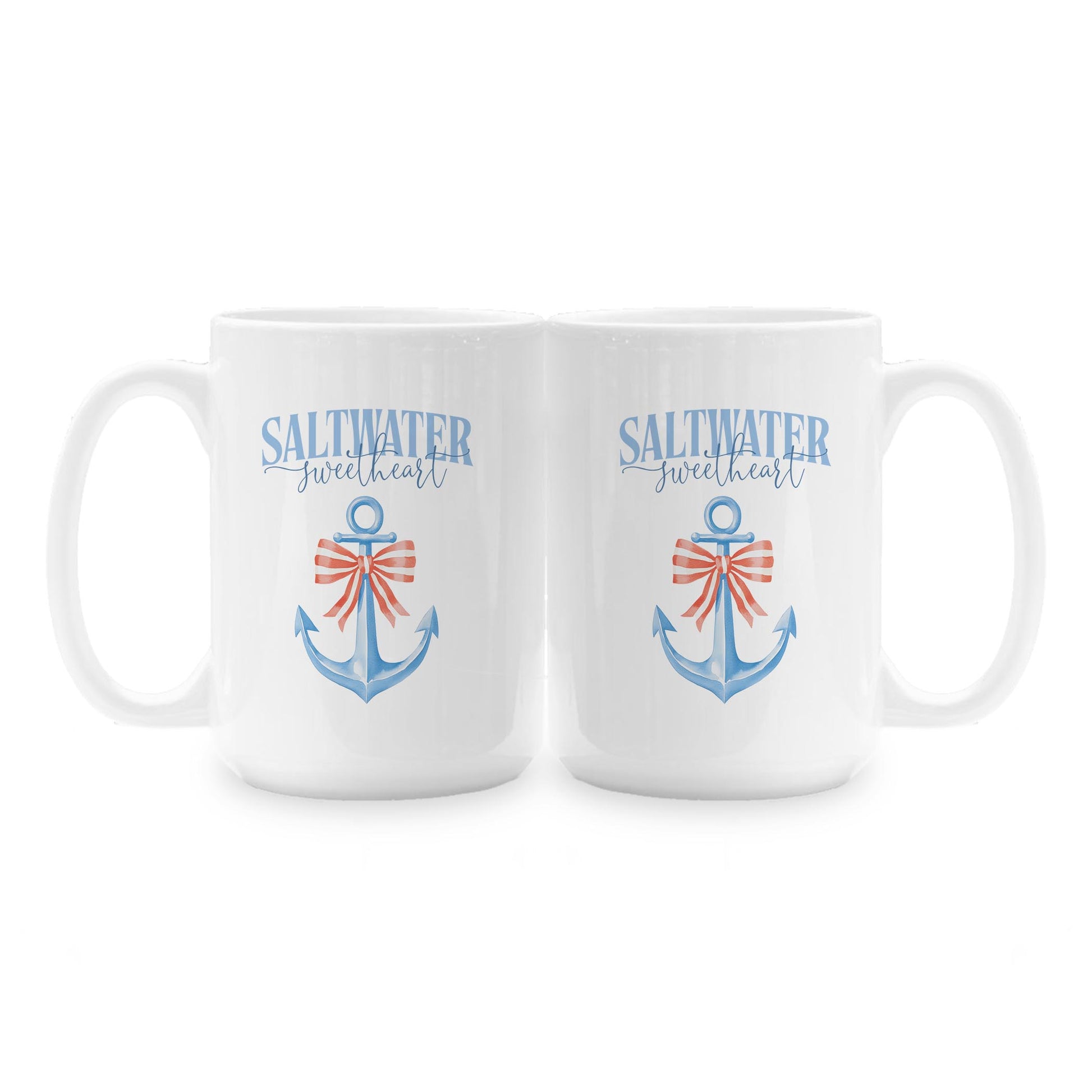 15oz Coffee Mug White-New England Tides Saltwater Sweetheart -1