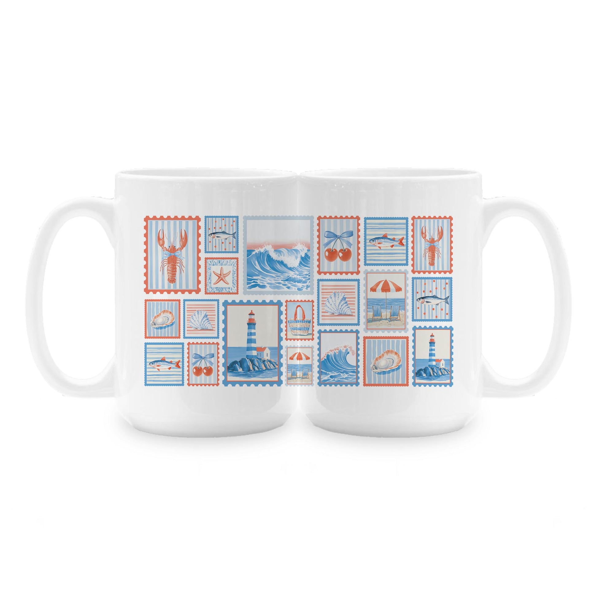 15oz Coffee Mug White-New England Tides Stamps -1