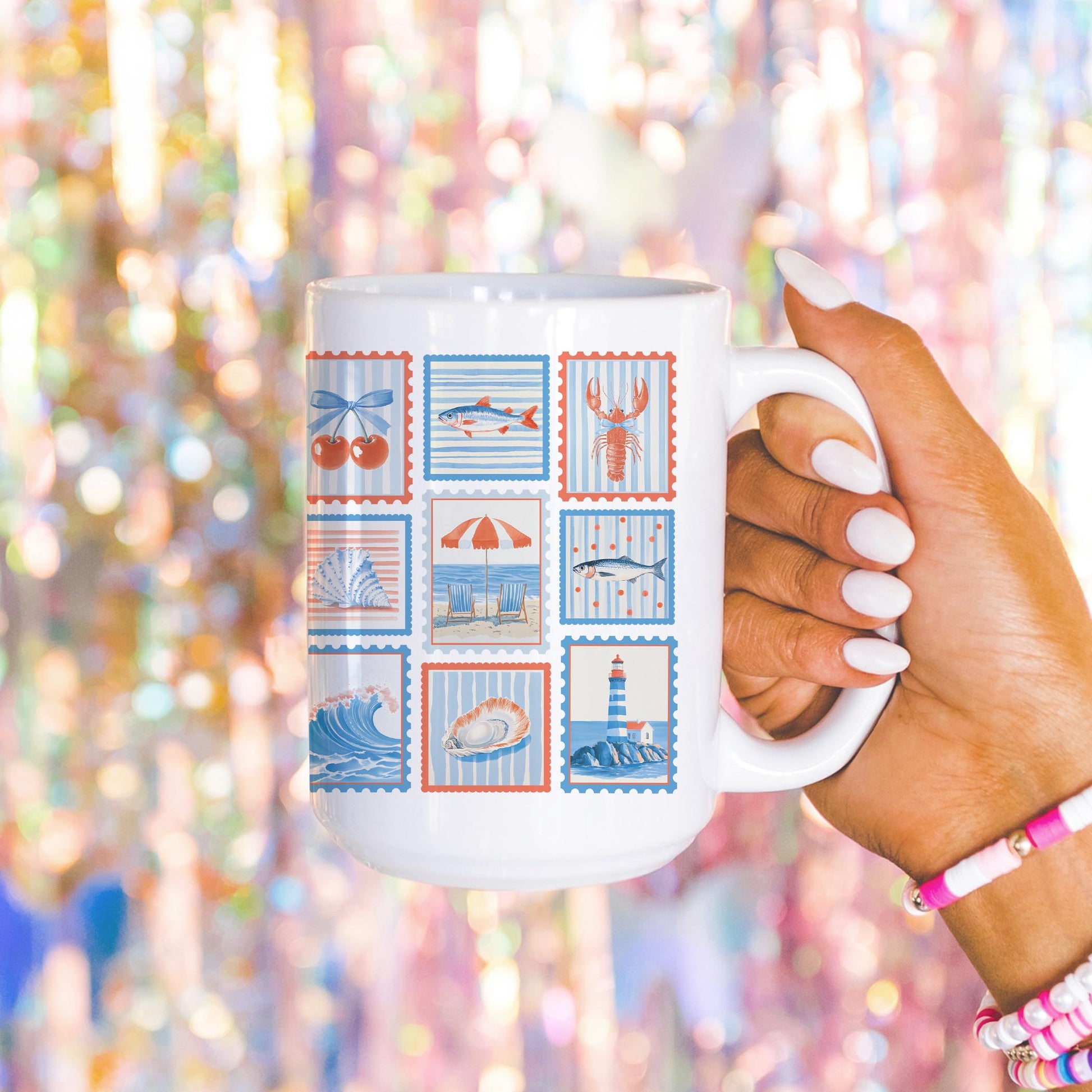 15oz Coffee Mug White-New England Tides Stamps -4