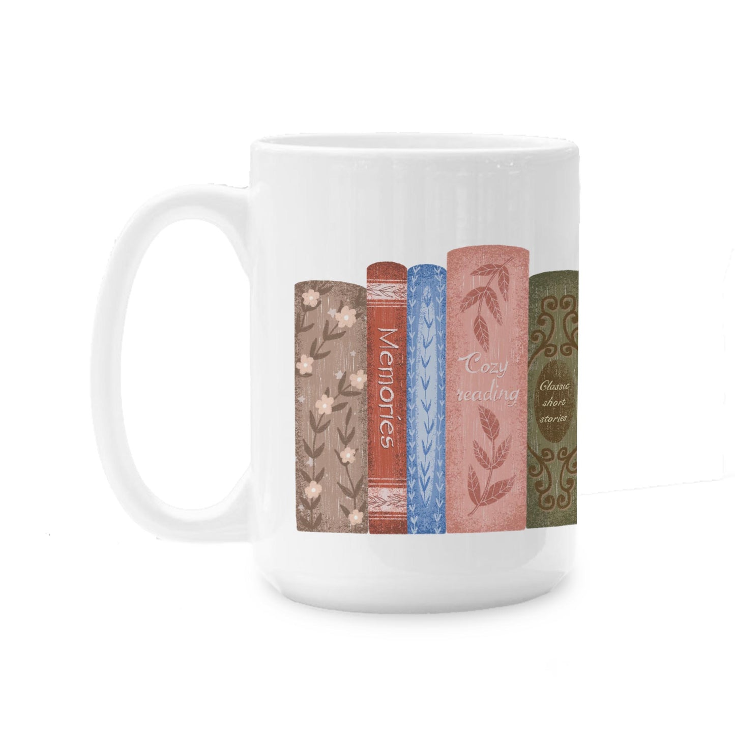 15oz Coffee Mug White-Pretty Little Chapters Row of Books -0