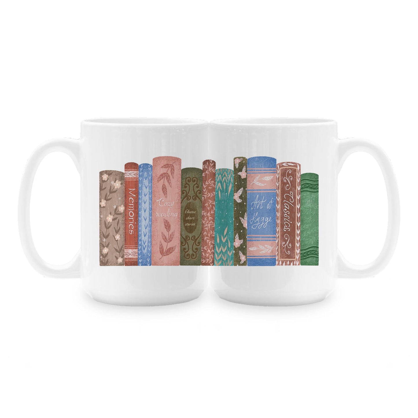 15oz Coffee Mug White-Pretty Little Chapters Row of Books -1