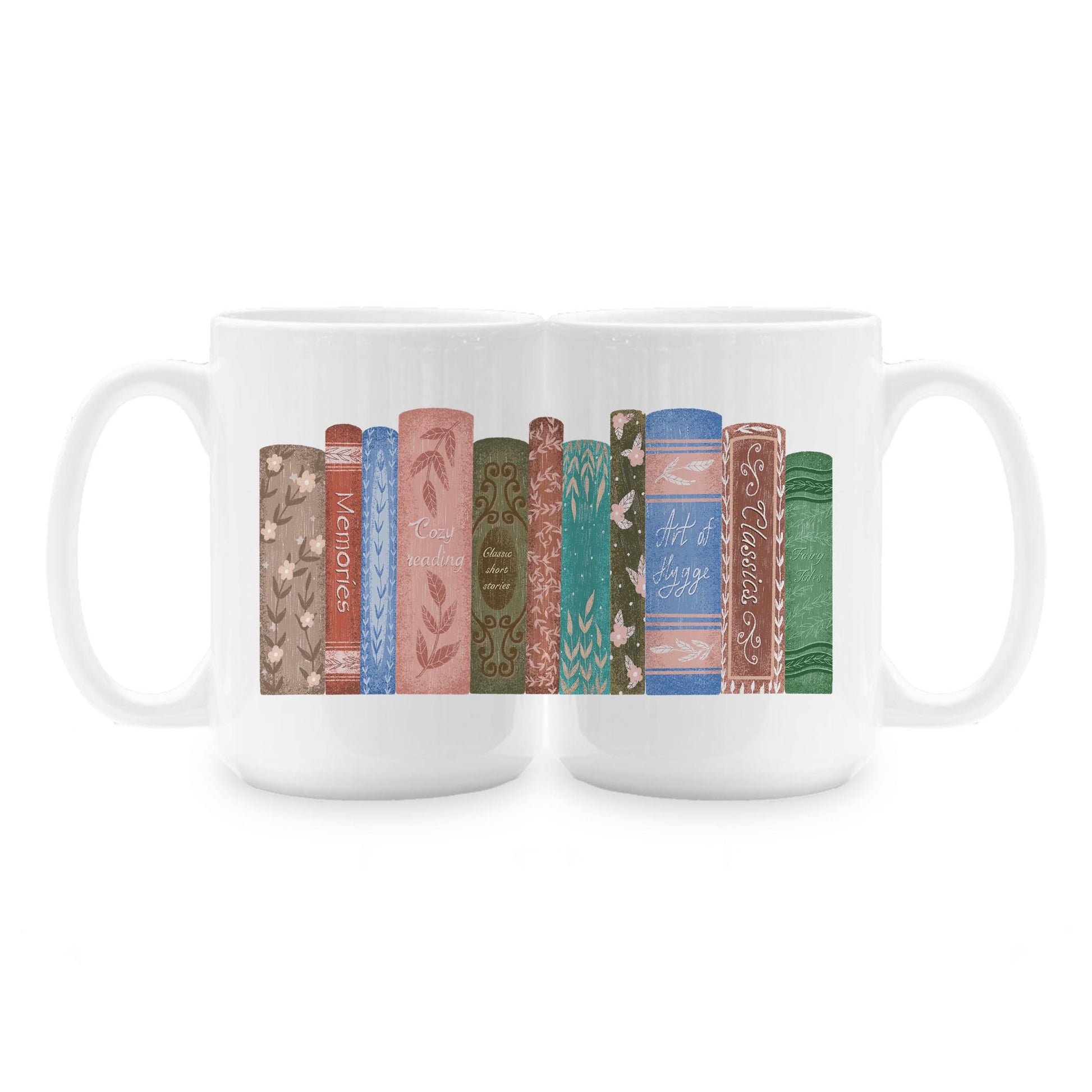 15oz Coffee Mug White-Pretty Little Chapters Row of Books -1