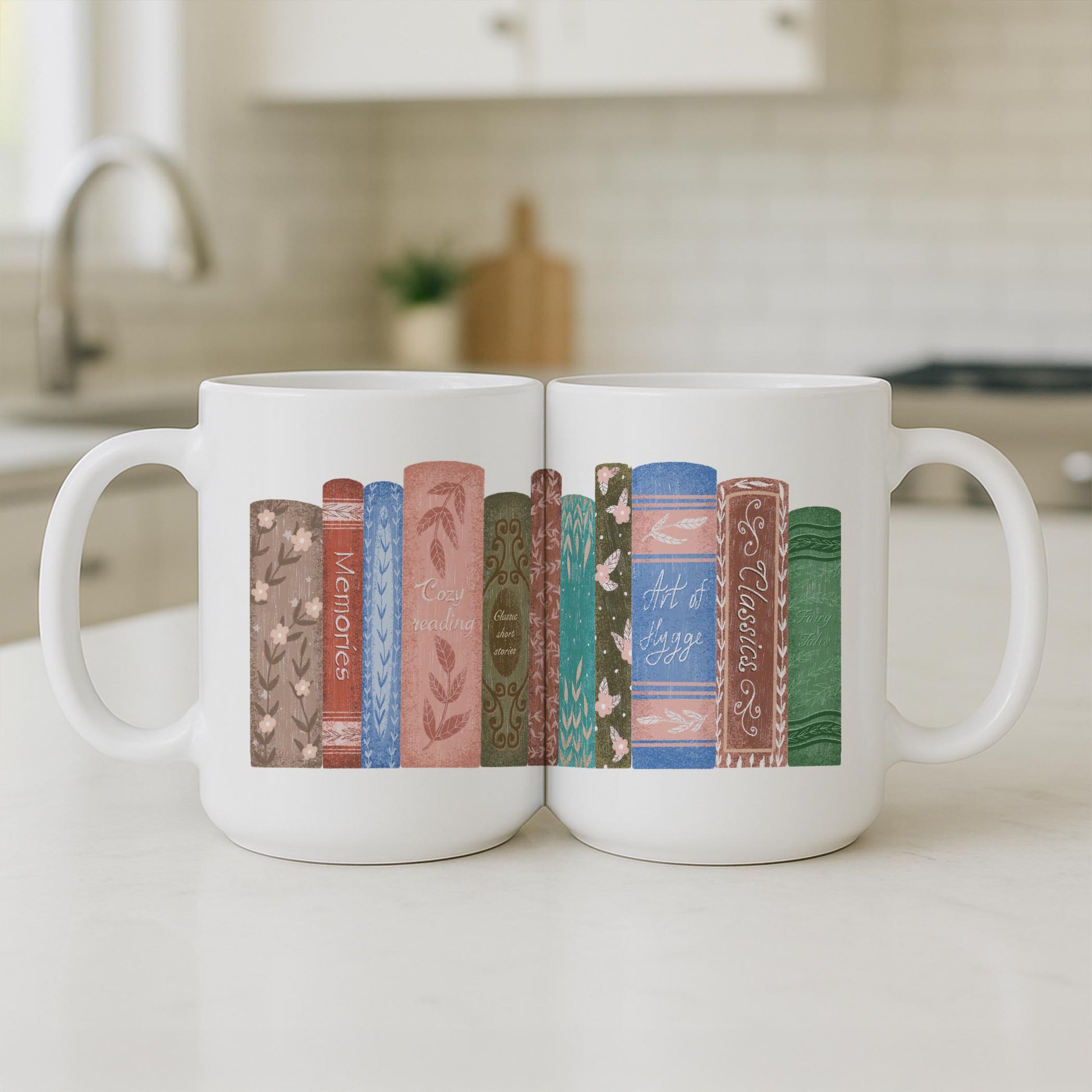 15oz Coffee Mug White-Pretty Little Chapters Row of Books -3