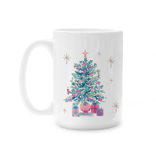 15oz Coffee Mug White-Watercolor Sugar Plum Merry Christmas -0