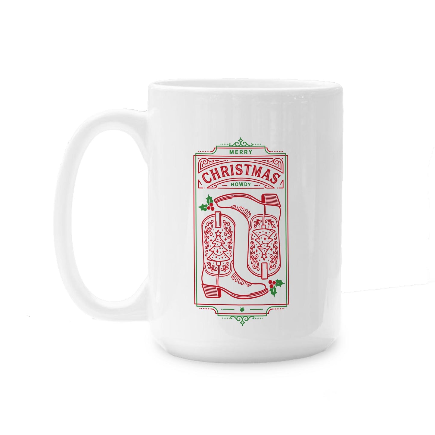 15oz Coffee Mug White-Western Christmas -0