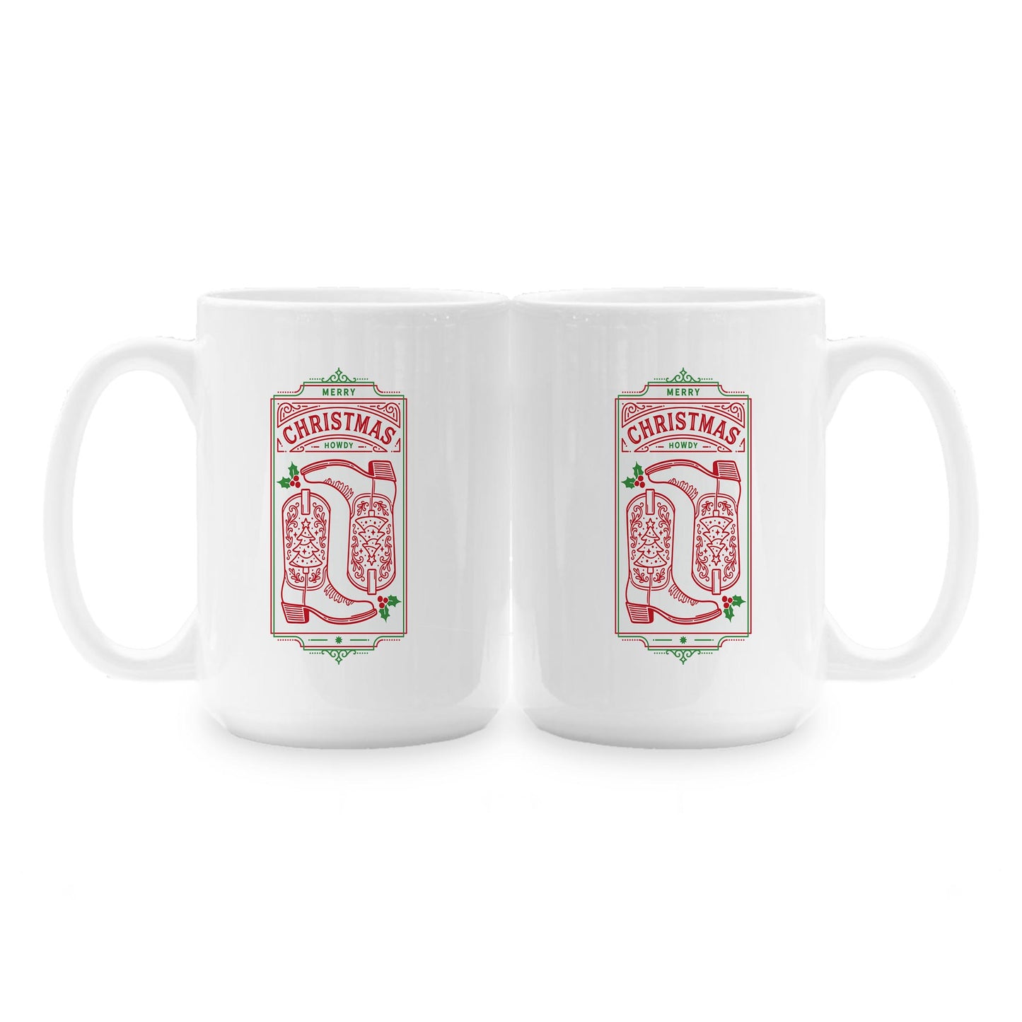 15oz Coffee Mug White-Western Christmas -1