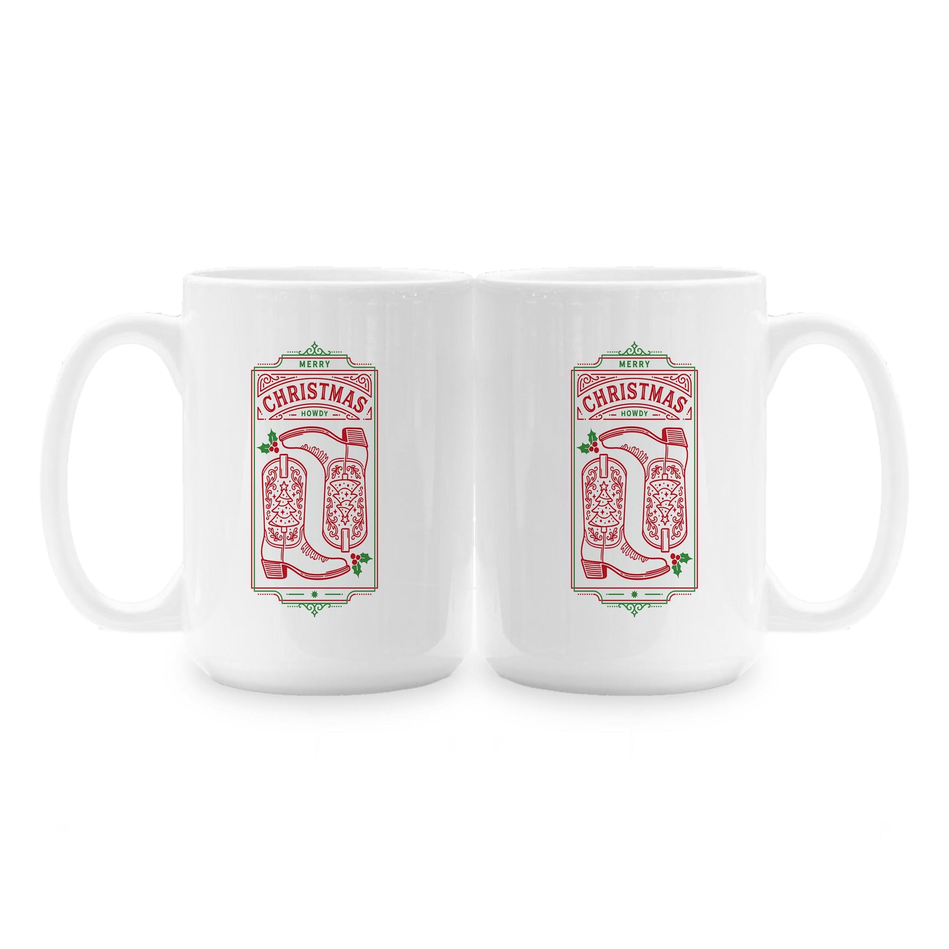 15oz Coffee Mug White-Western Christmas -1