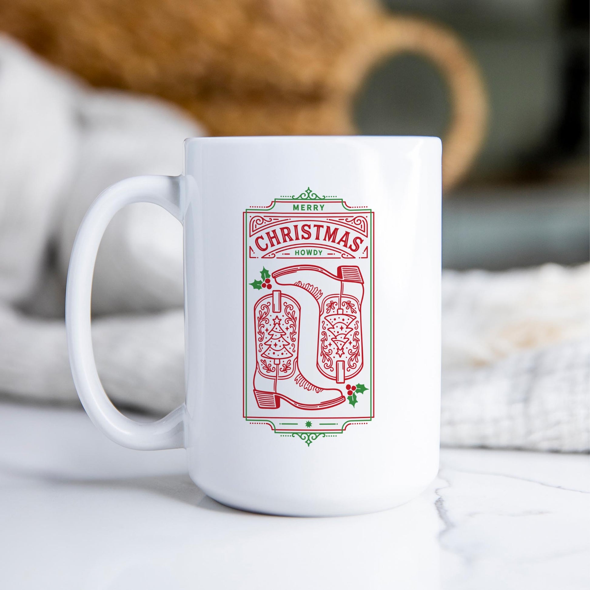 15oz Coffee Mug White-Western Christmas -2