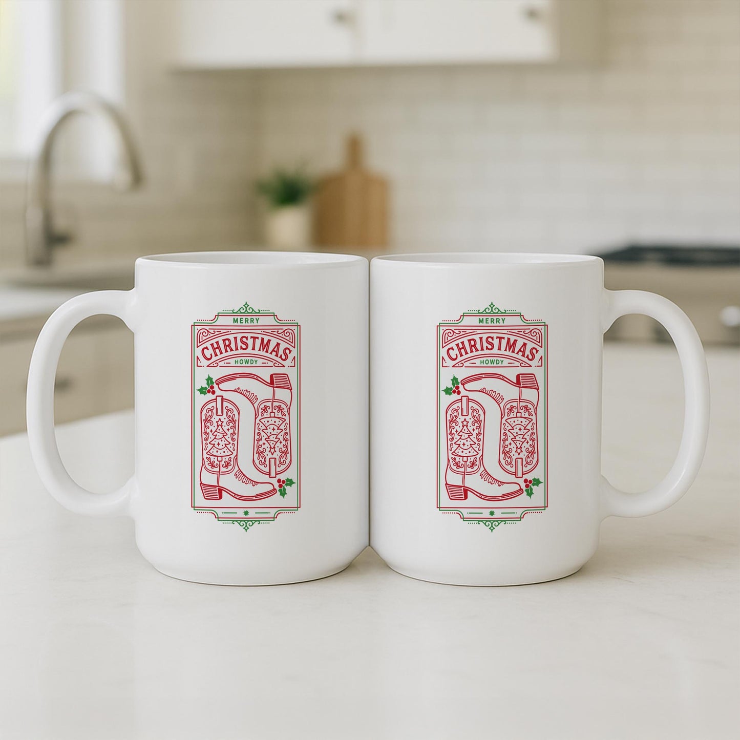 15oz Coffee Mug White-Western Christmas -3