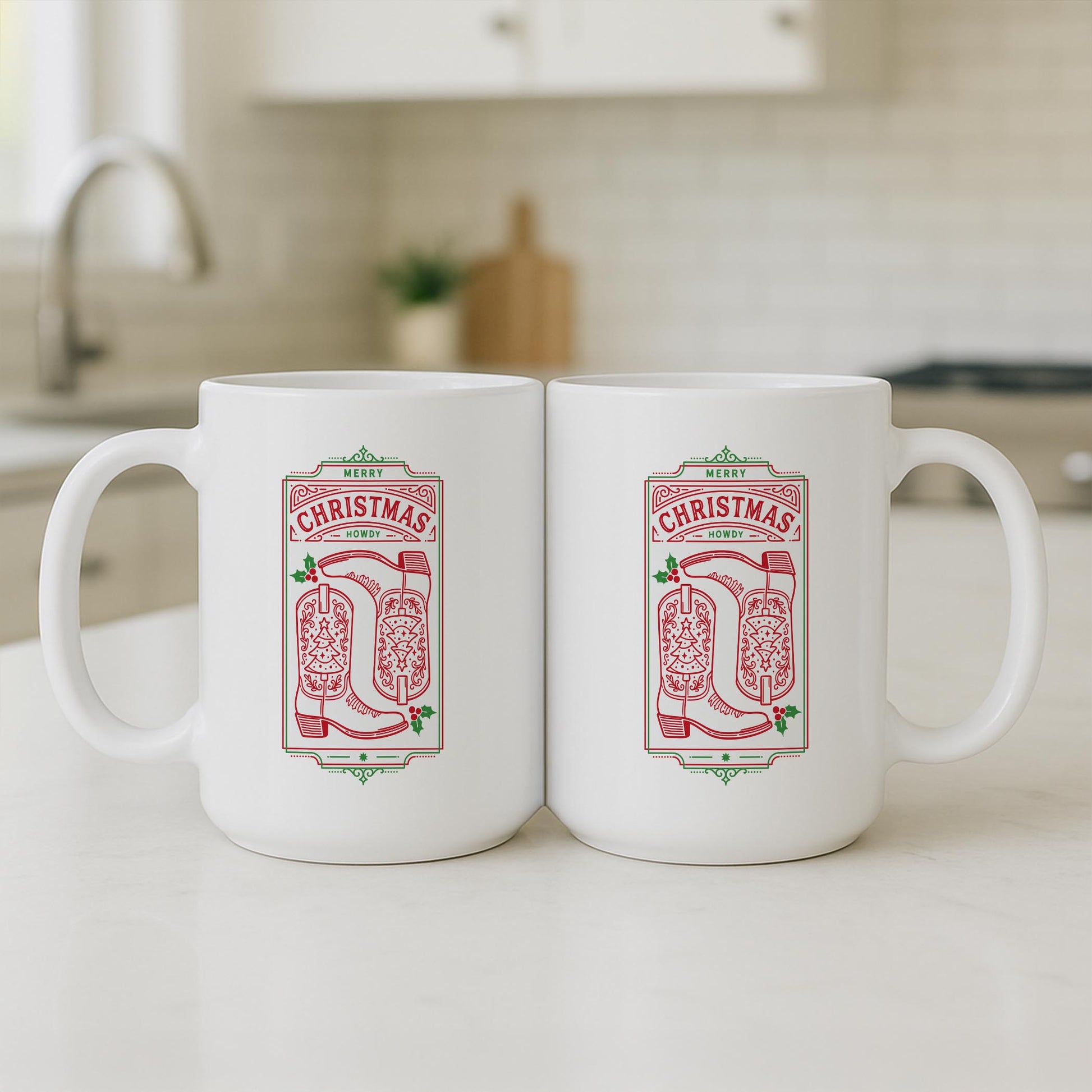 15oz Coffee Mug White-Western Christmas -3