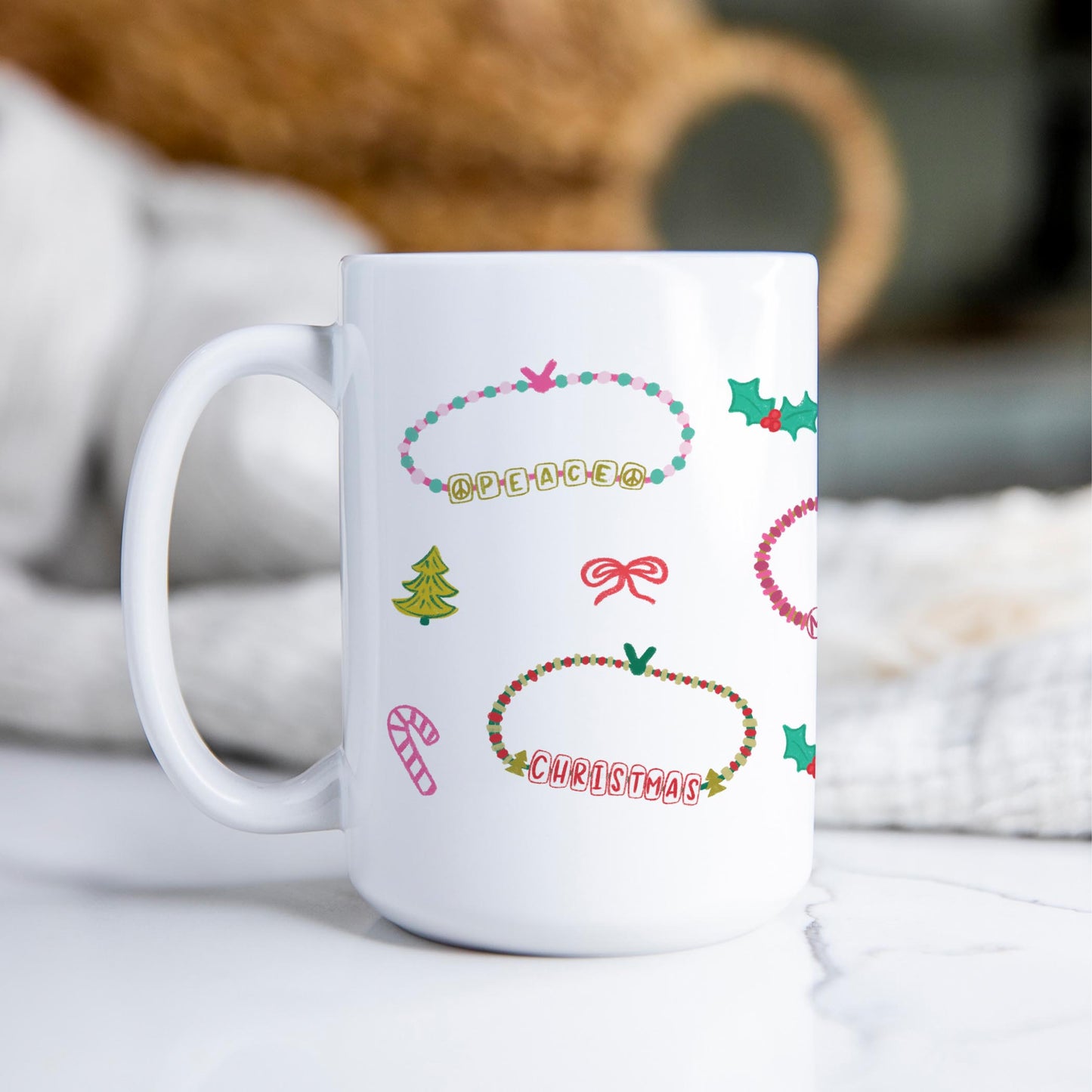 15oz Coffee Mug White-Christmas Bracelets