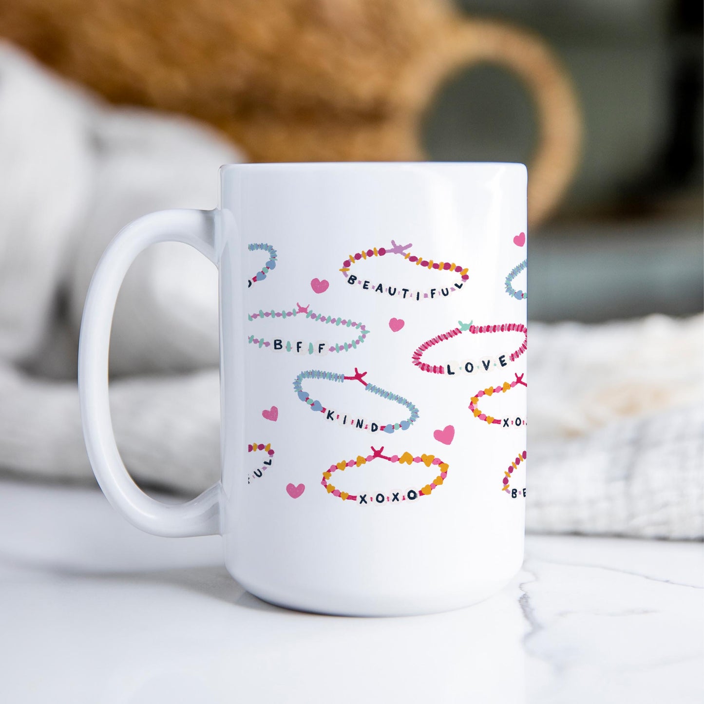 15oz Coffee Mug White-Friendship Bracelets