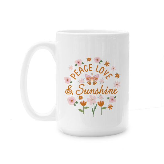 15oz Coffee Mug White-Spring Peace Love & Sunshine