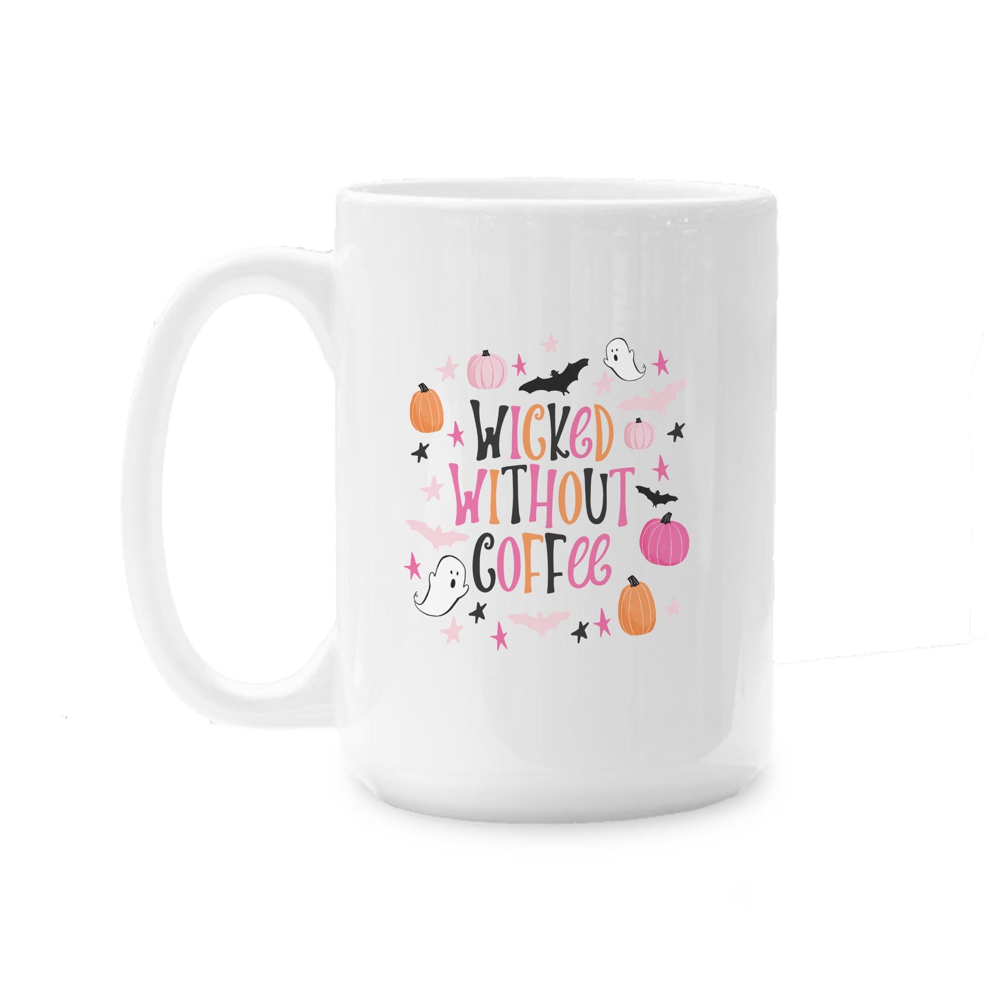 15oz Coffee Mug White-L+L Happy Ghost -0