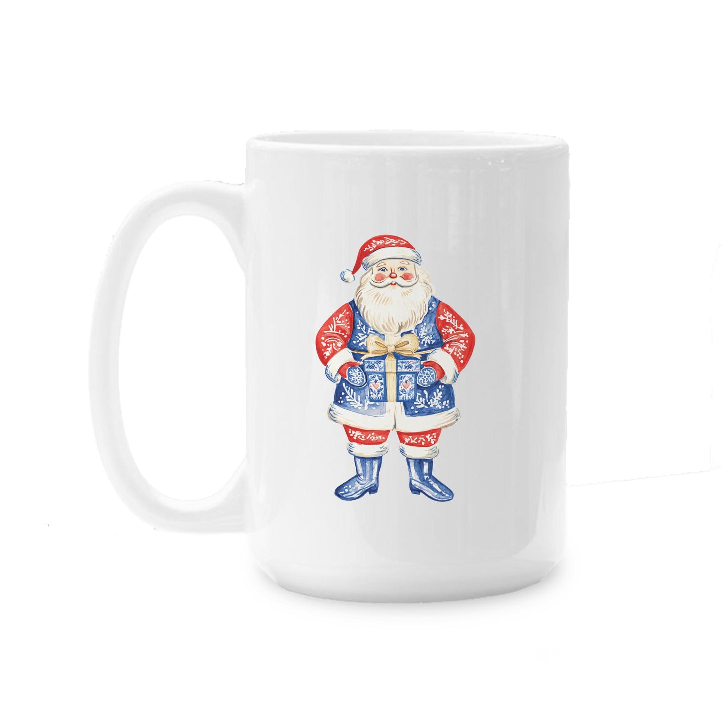 15oz Coffee Mug White-Love+Local Blue Noel - A Grand Millennial Christmas -0