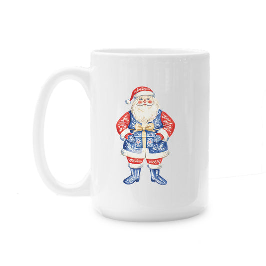 15oz Coffee Mug White-Love+Local Blue Noel - A Grand Millennial Christmas -0