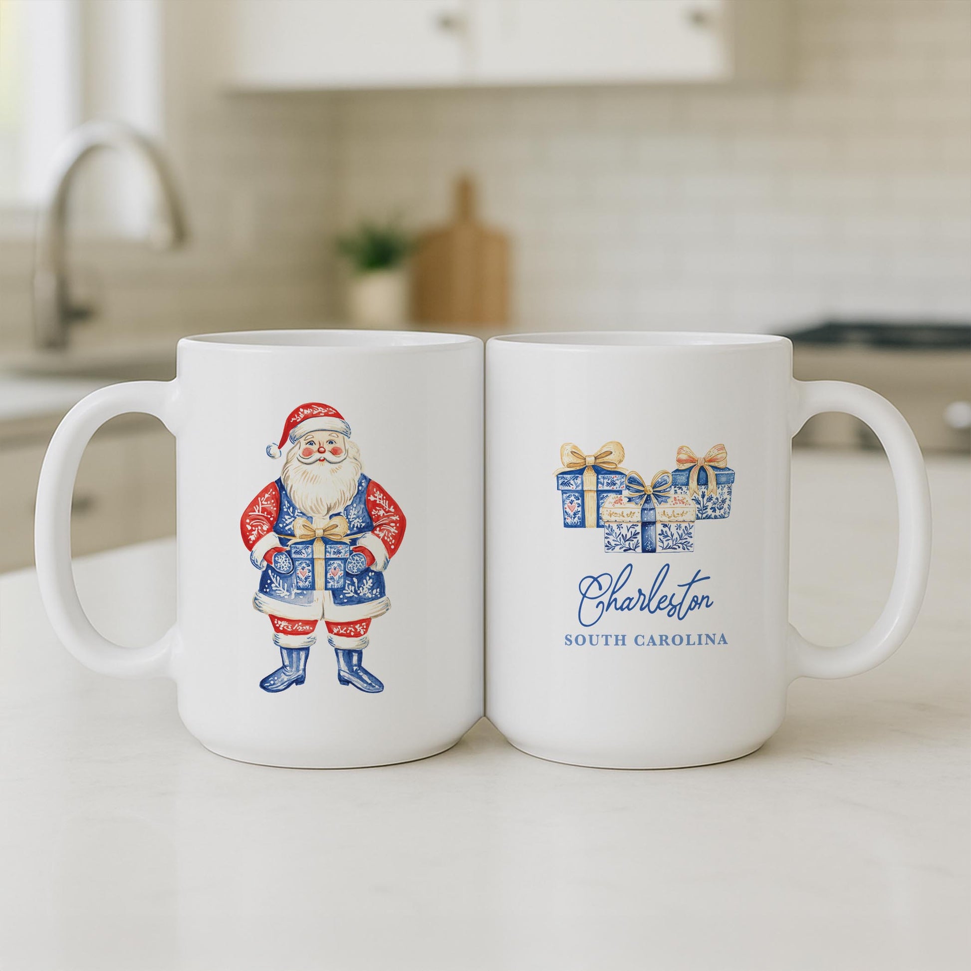 15oz Coffee Mug White-Love+Local Blue Noel - A Grand Millennial Christmas -3